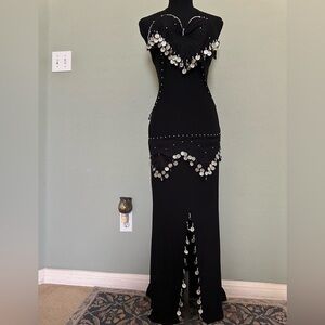 Belly dance dress‎ with bra attached,Sz standard Handmade beaded dancing costume